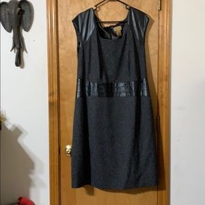 Black/Gray Dress with Faux Leather waist/shoulder